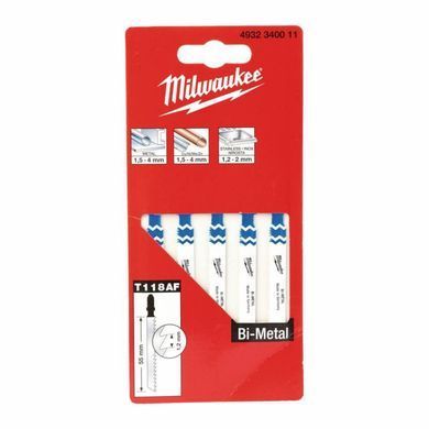 Сanvas for jigsaw Milwaukee T118AF 55х1.2 mm 5 pcs (4932340011)