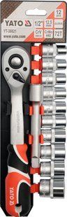 Набір головок торцевих 1/2 "10-24 мм + рукоятка 12 шт Yato YT-38821