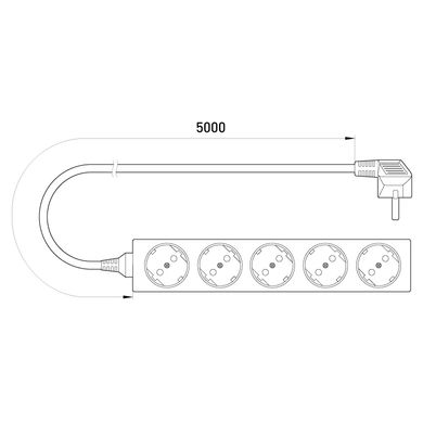 Подовжувач електричний побутовий E.Next e.es.5.5.z.b baby protect із заземленням 5 гнізд 5 м (s042017)