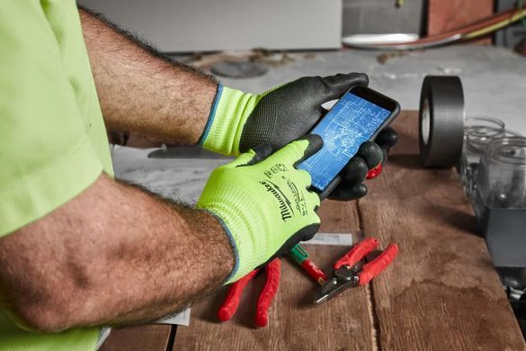 Рукавиці робочі сигнальні Milwaukee HI-VIS CUT B із захистом від порізу 2 рівня EN ISO 21420 і EN 388:2016 р.7/S (4932479921)
