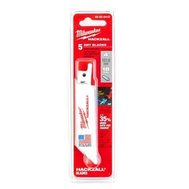 Reciprocating saw blade Milwaukee Hackzall 18 TPI 100 mm 5 pcs (49005418)