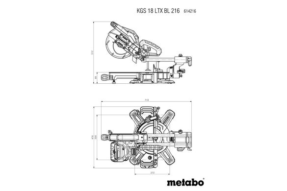 Пила торцювальна акумуляторна Metabo KGS 18 LTX BL 216 18 В 216 мм (614216810)