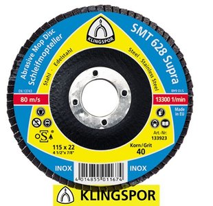 Круг пелюстковий торцевий KLINGSPOR SMT 628 125х22.23 мм Р40 322796