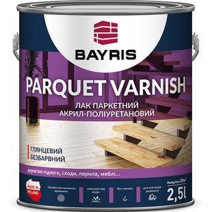 Glossy parquet varnish Bayris Parquet Varnish 2.5 l 80-85 ml/m&sup2; (Б00001528)
