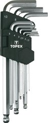 Набір ключів шестигранників 1.5 - 10 мм IMB Г-образний 9 шт наконечник кулястий TOPEX 35D957