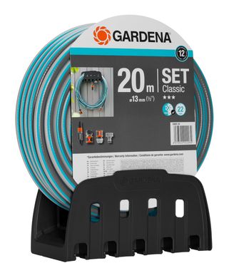 Hose for watering Gardena Classic 20 m 13 mm with a set of fittings and a bracket (18005-20.000.00)