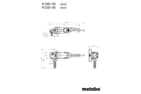 Шліфмашина кутова мережева Metabo W 2200-180 2200 Вт 180 мм (606434010)