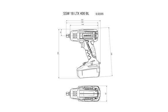 Cordless impact wrench Metabo SSW 18 LTX 400 BL 18 V 400 Nm (602205650)