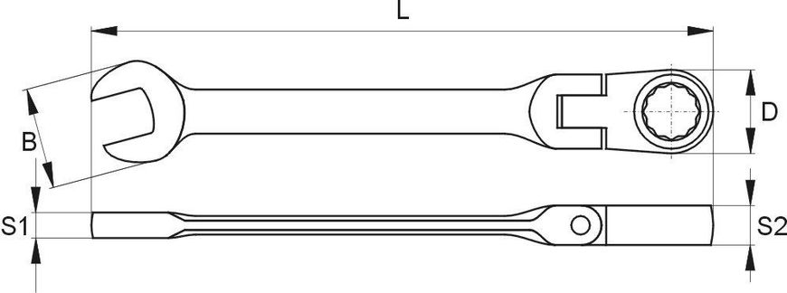 Ключ рожково-накидний 10 мм з храповим механізмом і шарніром Yato YT-1676