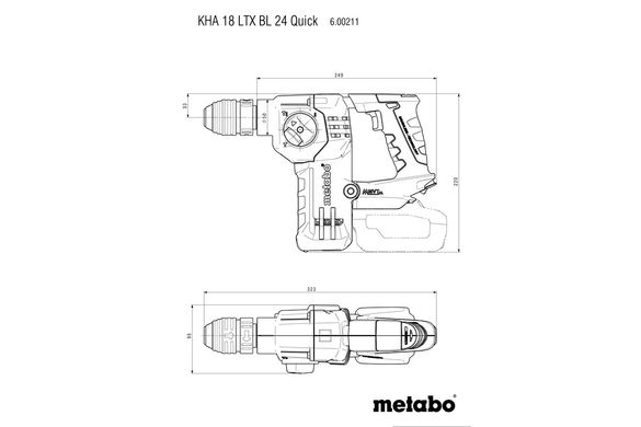 Перфоратор акумуляторний Metabo KHA 18 LTX BL 24 Quick 18 В SDS-plus (600211840)