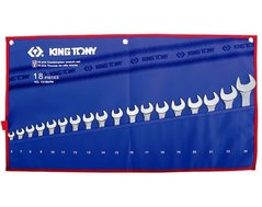 Набір ключів рожково-накидних 6 - 24 мм у чохлі 18 шт KING TONY 1218MRN