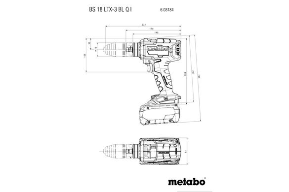 Cordless drill-driver Metabo BS 18 LTX-3 BL Q I 18 V 130 Nm (603184850)