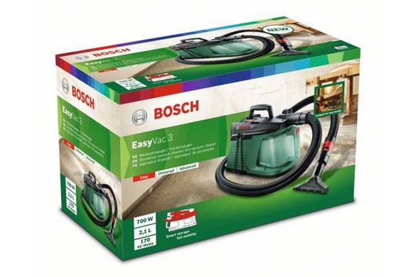 Пилосмок мережевий промисловий Bosch EasyVac 3 700 Вт 2.1 л (06033D1000)