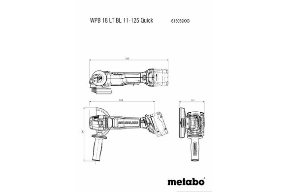 Шліфмашина кутова акумуляторна Metabo WPB 18 LT BL 11-125 Quick 18 В 125 мм (613059850)