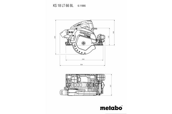 Пила циркулярна акумуляторна METABO KS 18 LTX 66 BL 18 В 66 мм (611866840)