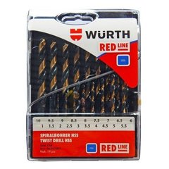 Набір свердел WÜRTH Red Line 1.0-10.0 HSS DIN339 19 шт (06247001)