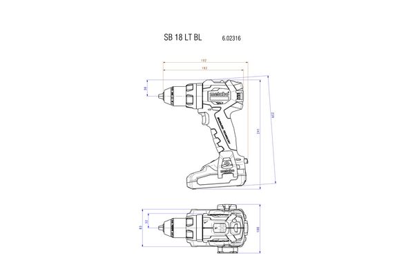 Шуруповерт-дриль акумуляторний ударний Metabo SB 18 LT BL 18 В 75 Нм (602316500)