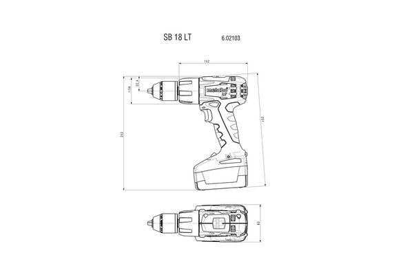 Шуруповерт-дриль акумуляторний Metabo SB 18 LT 18 В 13 мм (602103840)