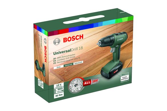 Шуруповерт-дриль акумуляторний Bosch UniversalDrill 18 18 В 40 Нм (06039D4002)
