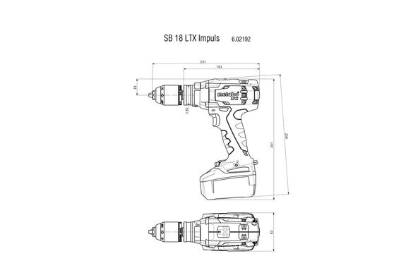 Шуруповерт-дриль акумуляторний Metabo SB 18 LTX Impuls 18 В 13 мм (602192840)