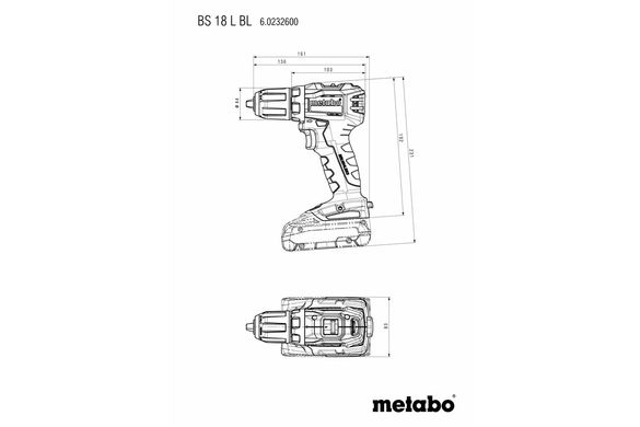 Шуруповерт-дриль акумуляторний Metabo BS 18 L BL 18 В 13 мм (602326840)