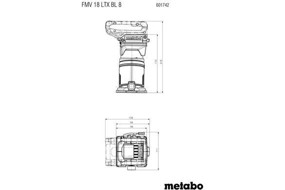 Фрезер акумуляторний кромковий Metabo FMV 18 LTX BL 8 18 В 40 мм (601742800)