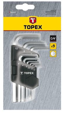 Набір ключів шестигранників 1.5 - 10 мм IMB Г-образний 9 шт TOPEX 35D955