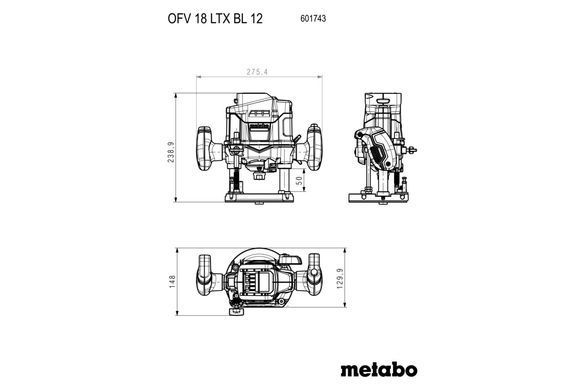 Фрезер акумуляторний вертикальний Metabo OFV 18 LTX BL 12 18 В 50 мм (601743840)