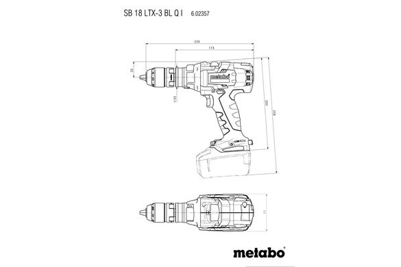 Шуруповерт-дриль акумуляторний Metabo SB 18 LTX-3 BL Q I 18 В 13 мм (602357660)