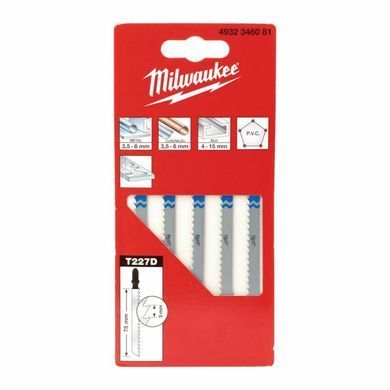 Сanvas for jigsaw Milwaukee T227D 75х3 mm 5 pcs (4932346081)