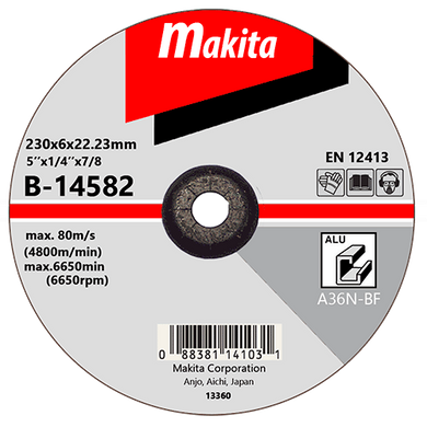 Круг зачисний по алюмінію MAKITA 230х6х22.23 мм B-14582