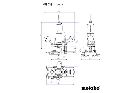 Фрезер мережевий вертикальний Metabo OFE 738 710 Вт 8 мм (600738000)