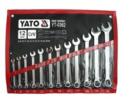 Набір ключів рожково-накидних 8 - 24 мм в чохлі 12 шт Yato YT-0362