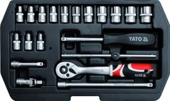 Набір головок торцевих 1/4 "3.5-14 мм + рукоятка 20 шт Yato YT-1449