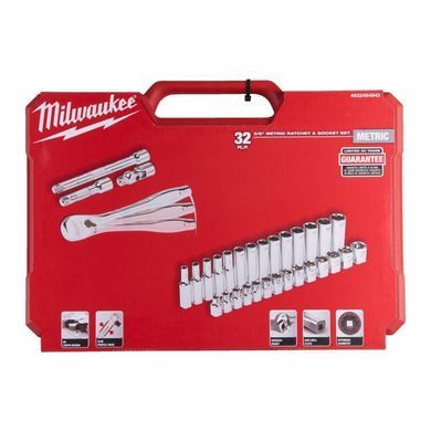 Set of socket wrenches Milwaukee with a ratchet mechanism 3/8" 32 pcs (4932464945)
