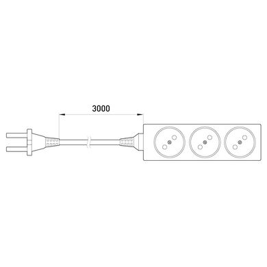 Подовжувач електричний побутовий E.Next e.es.3.3 без заземлення 3 гнізда 3 м (s042056)