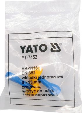 Беруші жовті YATO (100 пар) YT-7452
