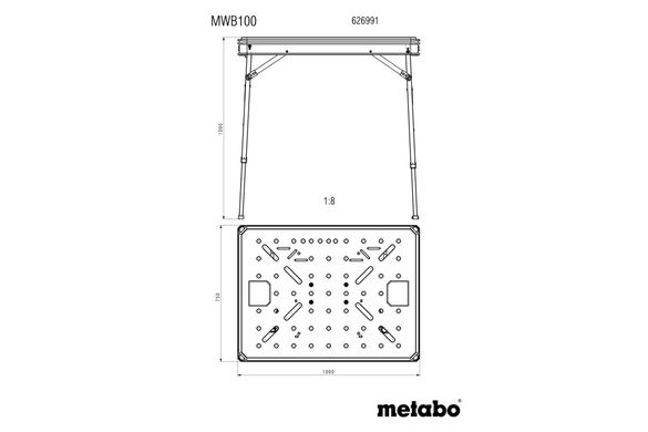 Верстак багатофункціональний Metabo MWB 100 1000 мм 120 кг (626991000)