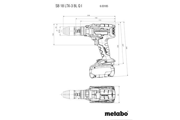 Шуруповерт-дриль акумуляторний ударний Metabo SB 18 LTX-3 BL Q I 18 В 130 Нм (603185840)