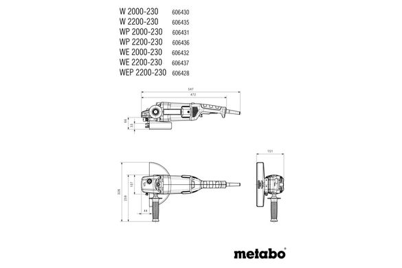 Набір інструментів мережевих Metabo WP 2200-230 + W 750-125 2200 Вт 230 мм (691083000)