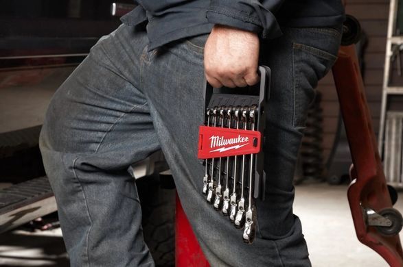 Набір ключів комбінованих Milwaukee MAX BITE з храповим механізмом та шарніром 8-17 мм 7 шт (4932478557)