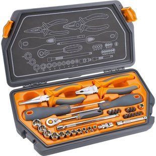 Набір головок торцевих 1/4 "5-14 мм + рукоятка + пасатижі 33 од NEO 08-631