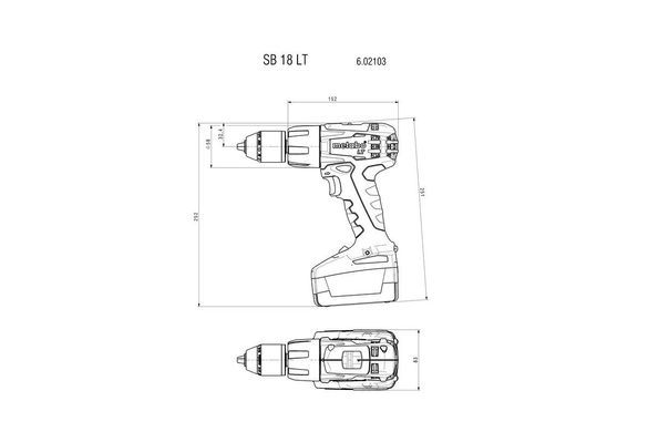 Шуруповерт-дриль акумуляторний Metabo SB 18 LT 18 В 13 мм (602103500)
