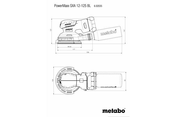 Шліфмашина ексцентрикова акумуляторна Metabo PowerMaxx SXA 12-125 BL 12 В 125 мм (602035850)