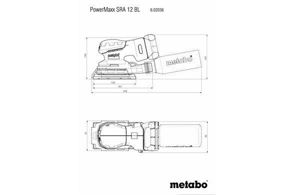 Шліфмашина вібраційна акумуляторна Metabo PowerMaxx SRA 12 BL 12 В 133 мм (602036850)