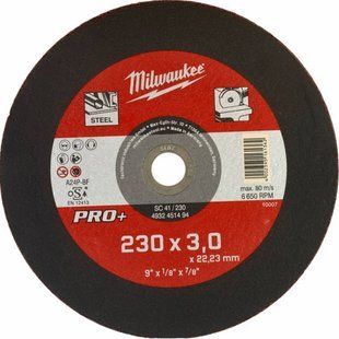 Круг відрізний по металу Milwaukee PRO+ SC 41/230 230х3х22.23 мм (4932451494)