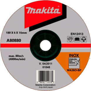 Круг зачисний MAKITA Stainless inox nirosta 180х6х22.23 мм A-80880