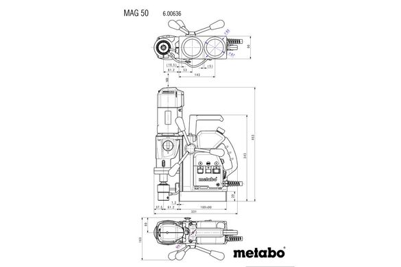 Верстат свердлильний на магнітній основі Metabo MAG 50 600636500