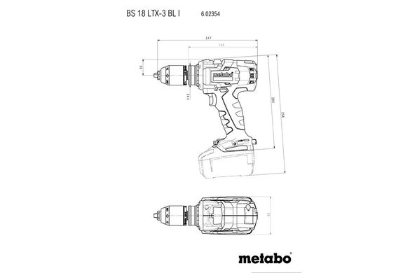 Шуруповерт-дриль акумуляторний Metabo BS 18 LTX-3 BL I 18 В 120 Нм (602354890)