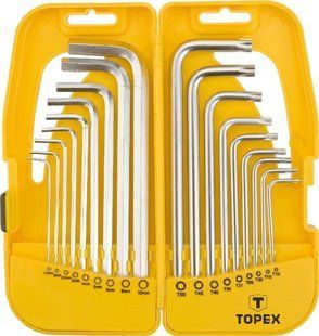 Набір ключів шестигранників Т10 - Т50 мм Torx Г-образний 9 шт TOPEX 35D953